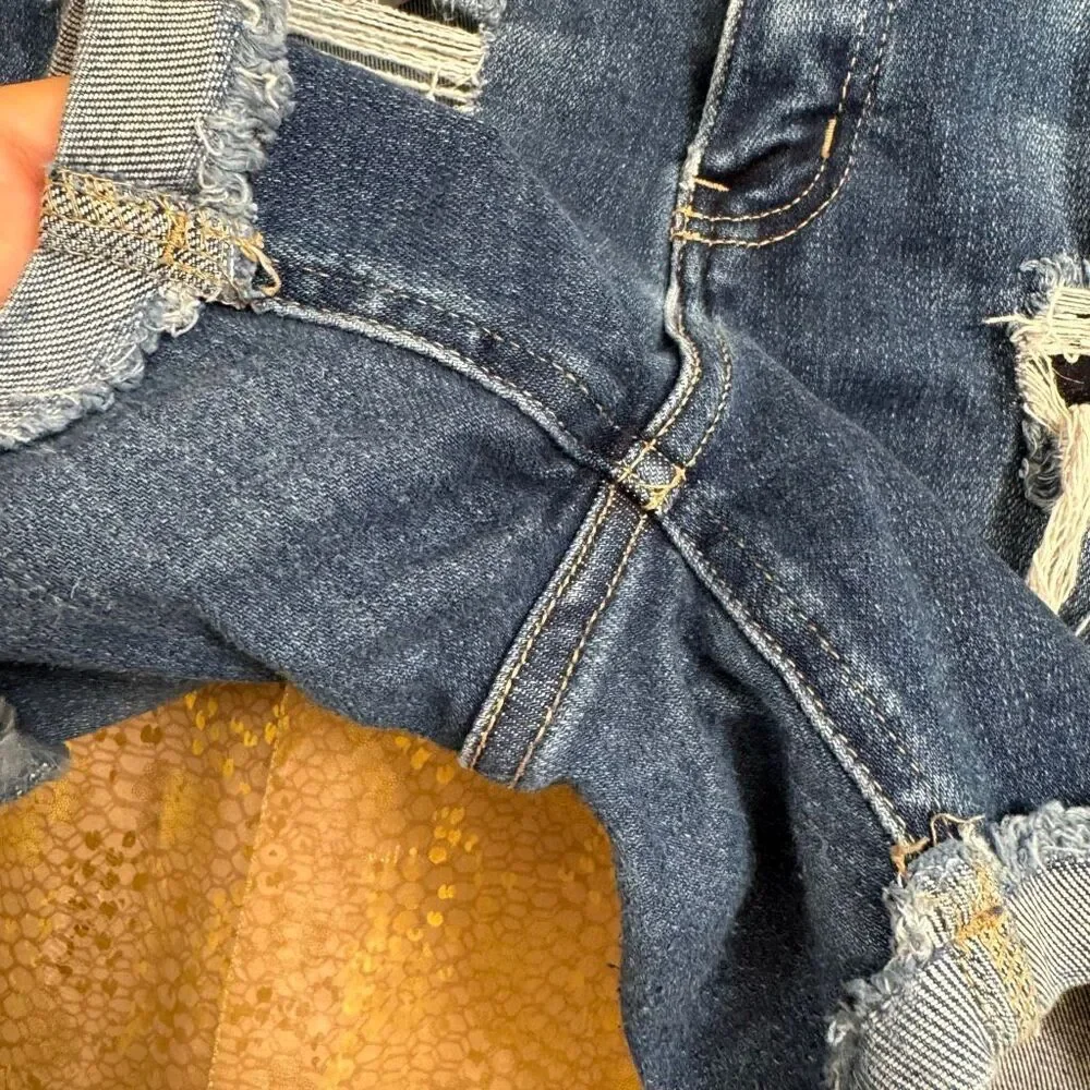 KanCan Distressed Destroyed Blue Stretchy Summer Shorts 14/32